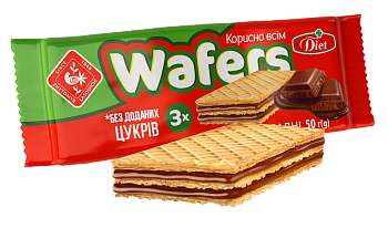 Вафли с начинкой “Wafers” Diet с ароматом шоколада 50 г